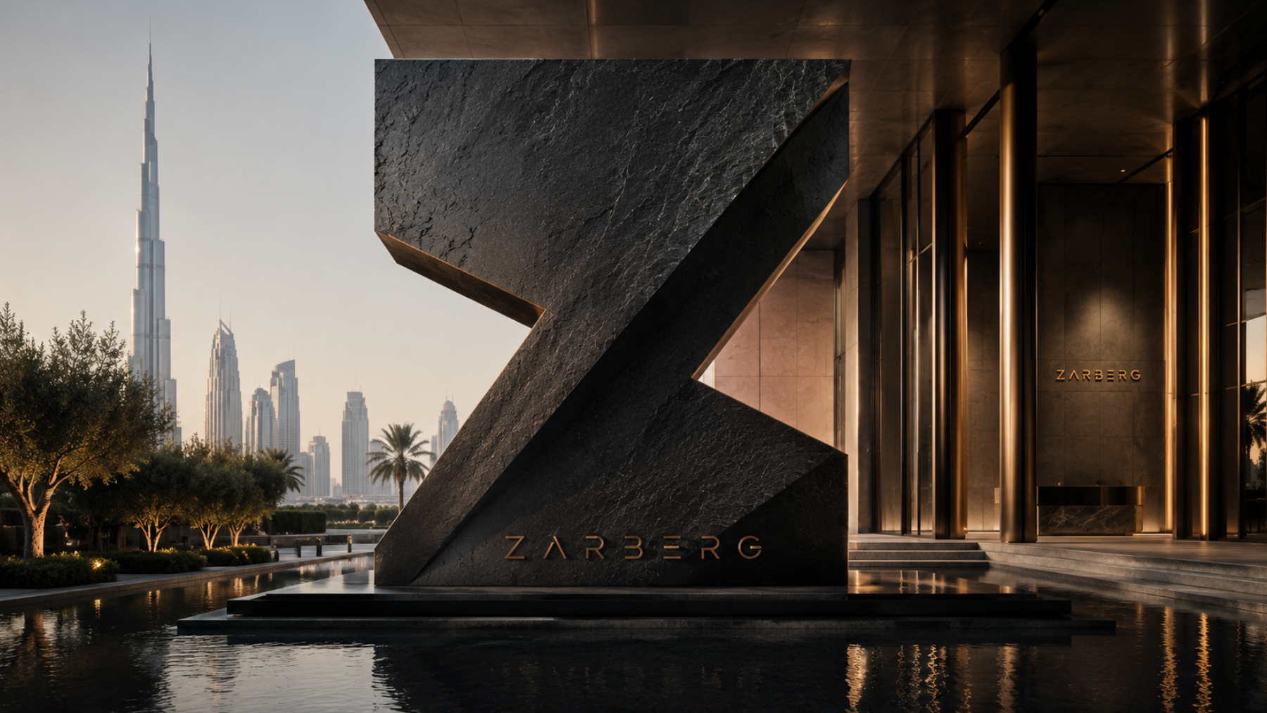 Zarberg stone sculpture at the building entrance
